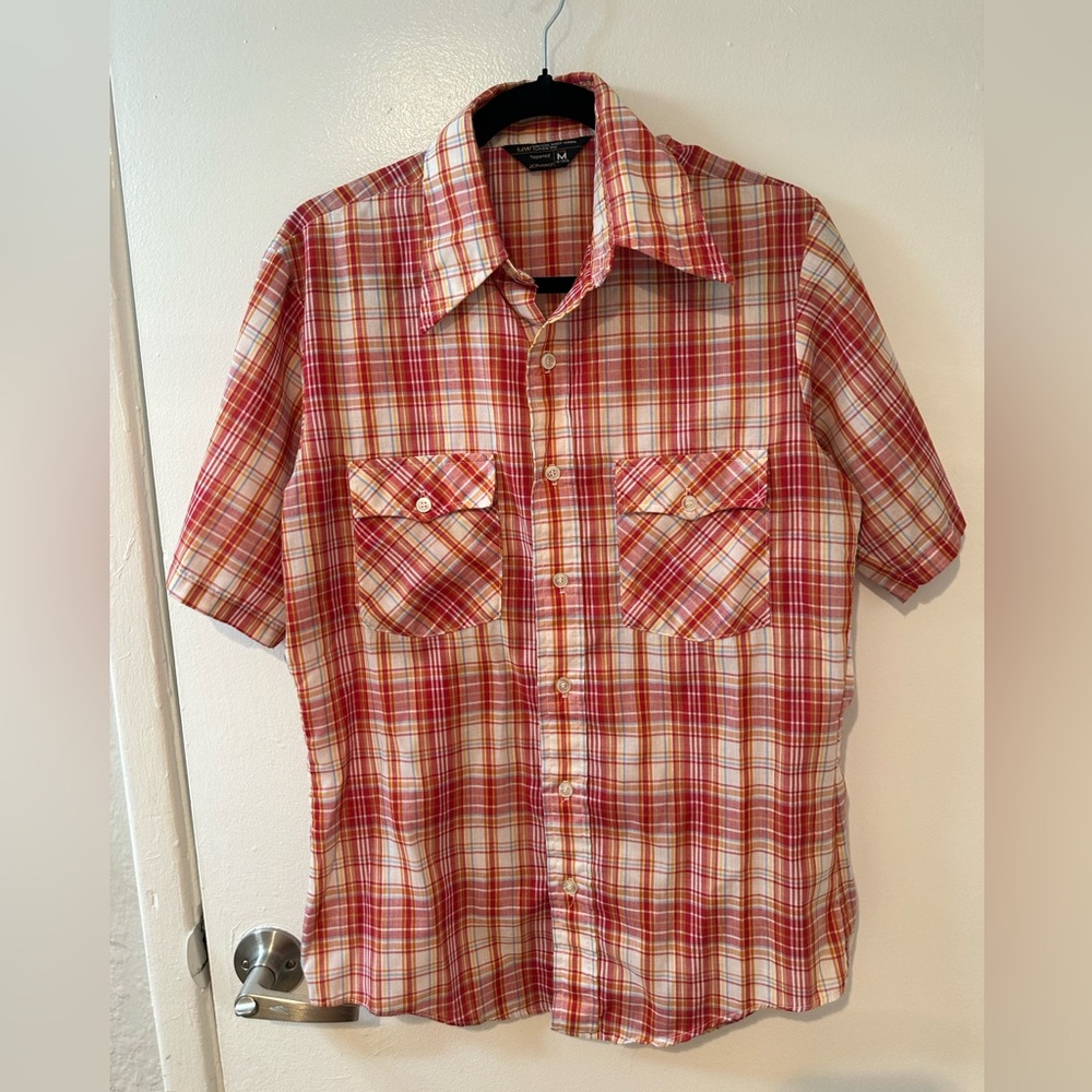 JCPenney Vintage Red and White Plaid Button Down Shirt